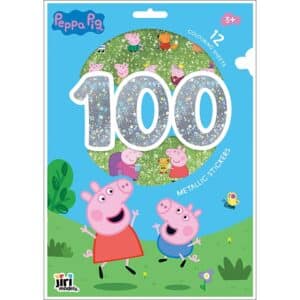 100 metalických samolepiek s maľovankovými listami peppa