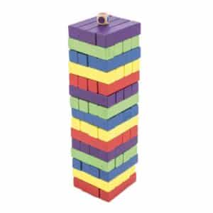 hra veža drevená 60ks farebných dielikov spoločenská hra hlavolam v krabičke 7,5x27,5x7,5cm