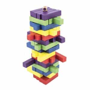 hra veža drevená 60ks farebných dielikov spoločenská hra hlavolam v krabičke 7,5x27,5x7,5cm