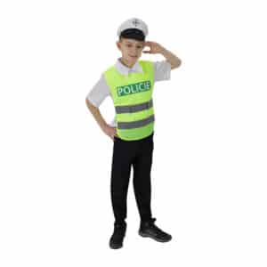 detský kostým dopravný policajt (tričko, vesta, nohavice, čiapka), rozmer 116/128 cm