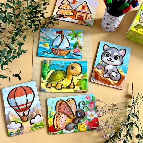 drevené skladačky Šablóny (6 ks) veľké puzzle pre deti