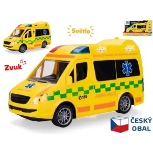 ambulancia 21,5cm 1:20 na zotrvačník na batérie so svetlom a zvukom