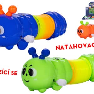 húsenica 13,5 40cm na kľúčik po natiahnutí sa plaziaca 3farby 12ks v dbx