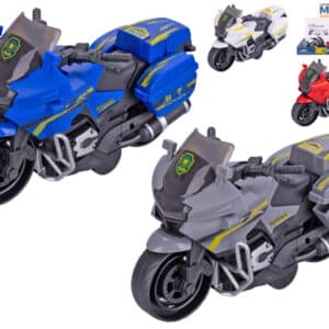 motorka policajná 14cm na zotrvačník 4farby 12ks v dbx