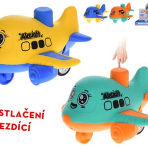 lietadlo 10cm po stlačení jazdiace 4farby 12ks v dbx