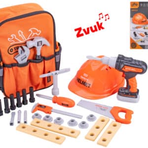 sada náradia s vŕtačkou 15cm na batérie so zvukom s batôžkom a doplnkami 28ks