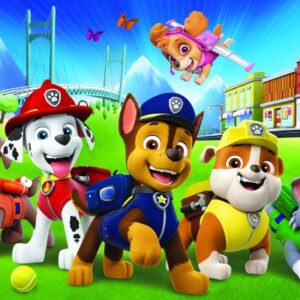 puzzle paw patrol/tlapková patrola v tráve 33x22cm 60 dielikov