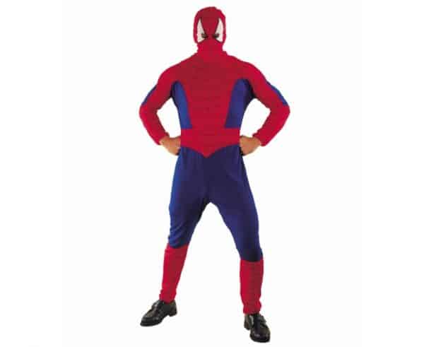 detský kostým spiderman so svalmi (kombinéza so svalmi, opasok, kapucňa), veľkosť 110/120 cm (kópia)