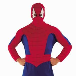 detský kostým spiderman so svalmi (kombinéza so svalmi, opasok, kapucňa), veľkosť 110/120 cm (kópia)