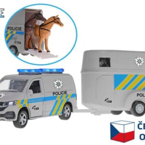 kids globe traffic vw policajná dodávka cz design 28cm kov spätný chod s prívesom