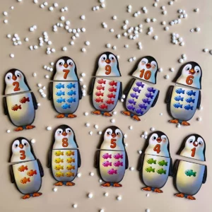 drevené puzzle " počítajme s tučniakmi "