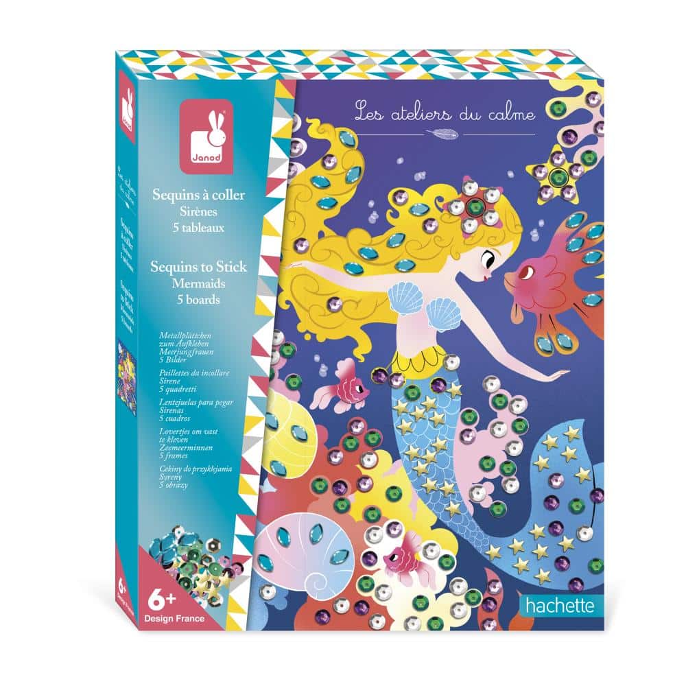 janod atelier sada maxi obrázky s flitrami morské panny od 6 rokov