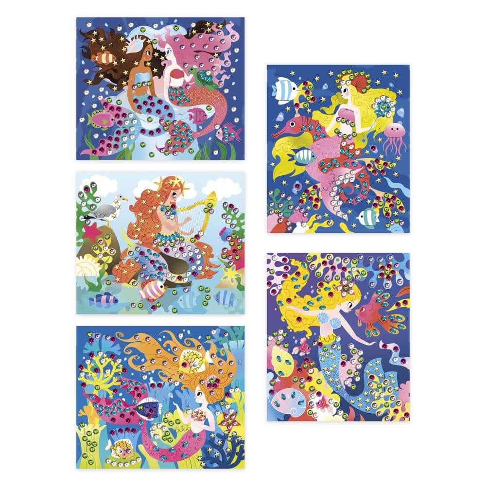 janod atelier sada maxi obrázky s flitrami morské panny od 6 rokov