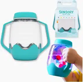 svietiaca senzorická fľaša modrá