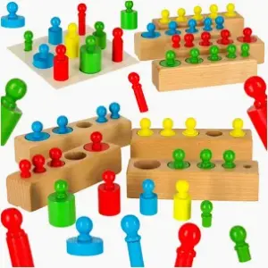farebné drevené valcové závažia montessori