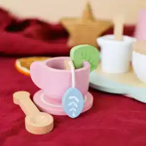 drevený čajový set pastelový 20ks