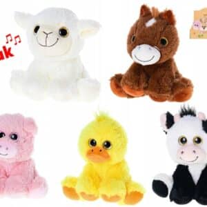 zvieratko farma plyšové 14cm sediaci na batérie so zvukom 5druhov